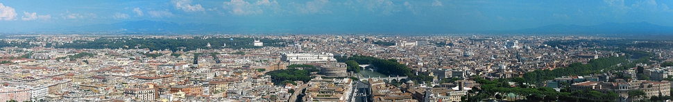 Rome panorama from north-east to south. Taken from cupola of St. Peter's Basilica. Newly compiled at 29.08.2014. Source: 11 single images