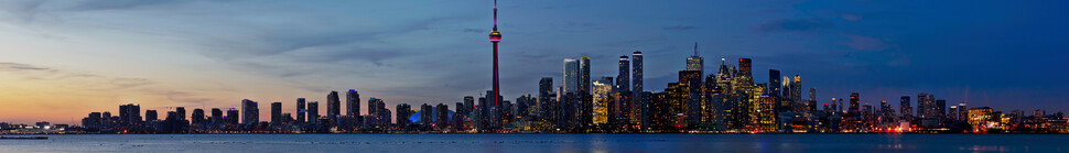Sunset Toronto Skyline Panorama from Snake Island